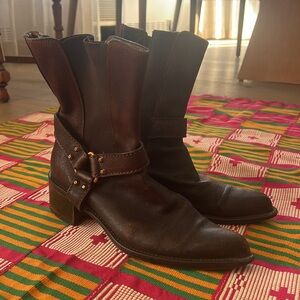 Zamagni Brown Chunky Western Women’s Riding Boots 39/US 9 boho buckle fall shoe